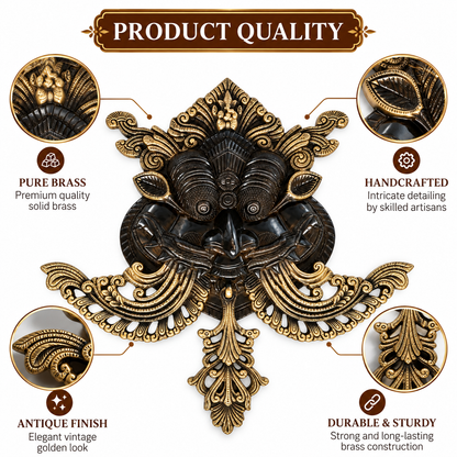 Antique Gold pure brass Kirtimukh Nazar Battu Hanging -Black Antique Finish | The Indian Aura
