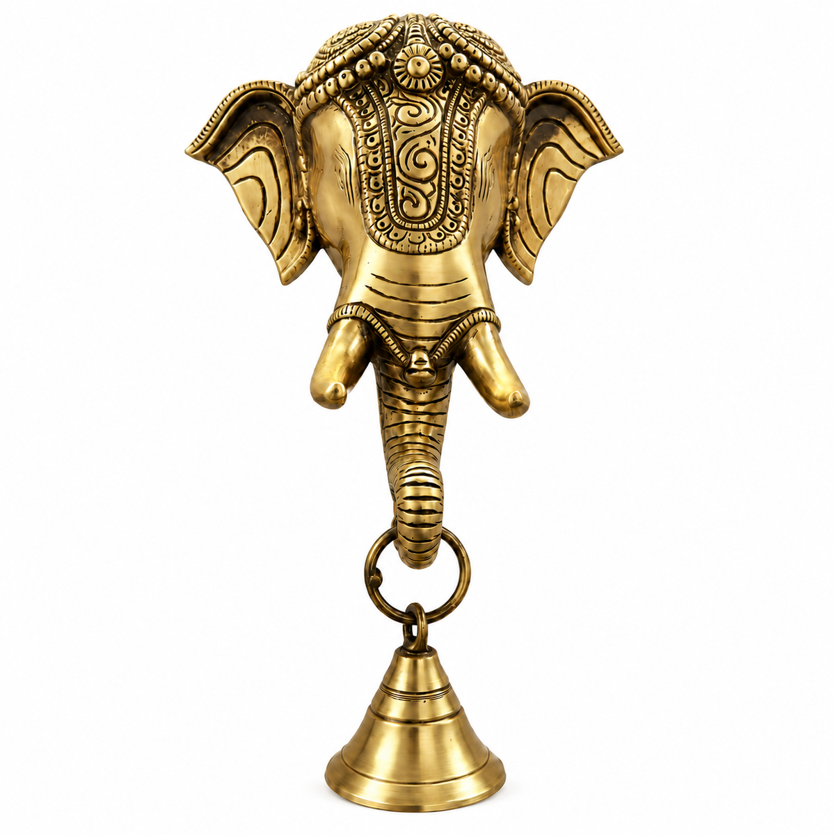 Antique Gold Pure Brass Ganesh Wall Hanging with Decorative Bell for Divine Home Décor | The Indian Aura