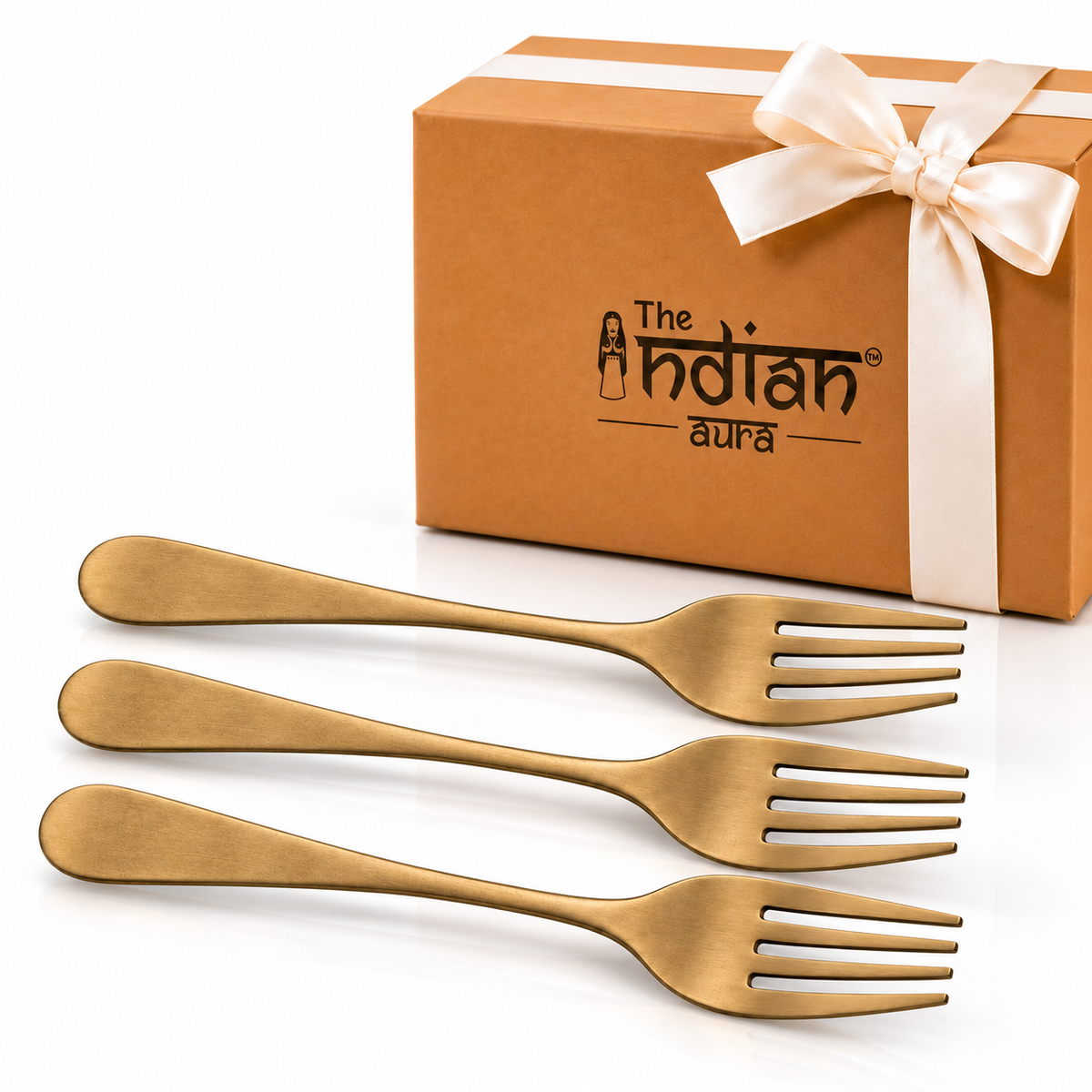 Handmade 100% Pure Kansa Fork Set of 3, 6 & 12 – Natural Matte Finish Traditional Bronze Dining Forks | Premium Gifting for Diwali, Housewarming, Weddings, Anniversaries, Return Gifts & Festive Occasions | The Indian Aura