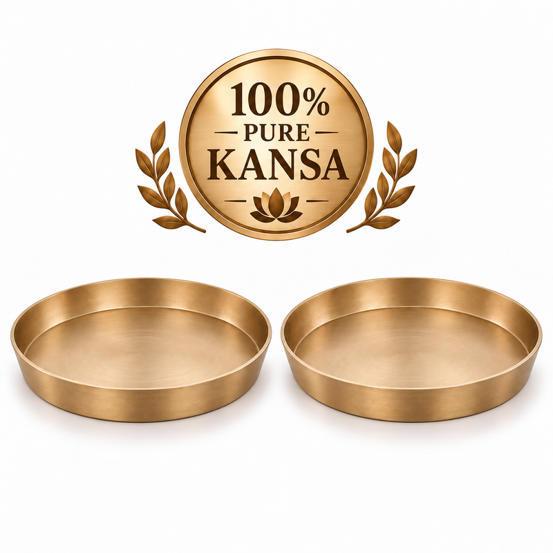 Pure Kansa Thali Matte Finish | Traditional Indian Dinner Plate | 12 Inch | Single & Pair