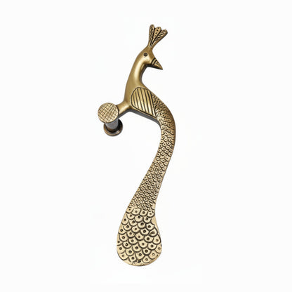 Handcrafted Brass Door Handle – Elegant Peacock Design (Right Turned)