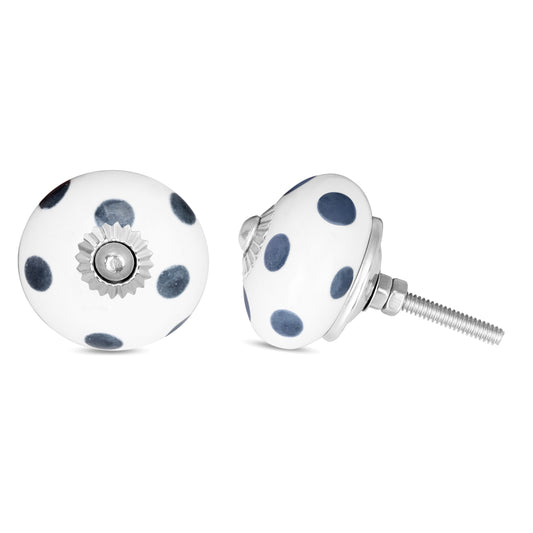 White Blue Dotted Knobs