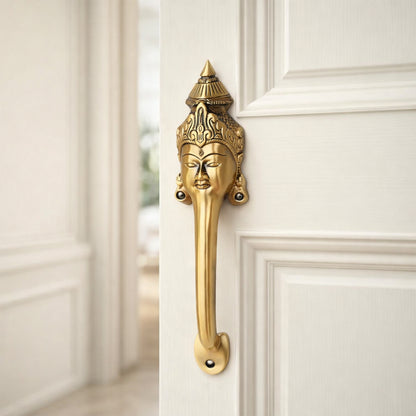 Goddess Face Brass Door Handle – Traditional Indian Design