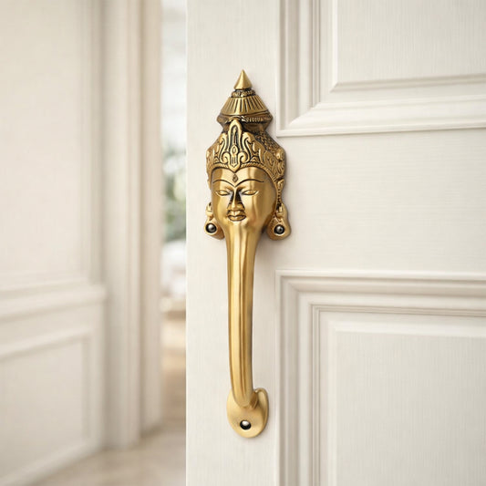 Goddess Face Brass Door Handle – Traditional Indian Design
