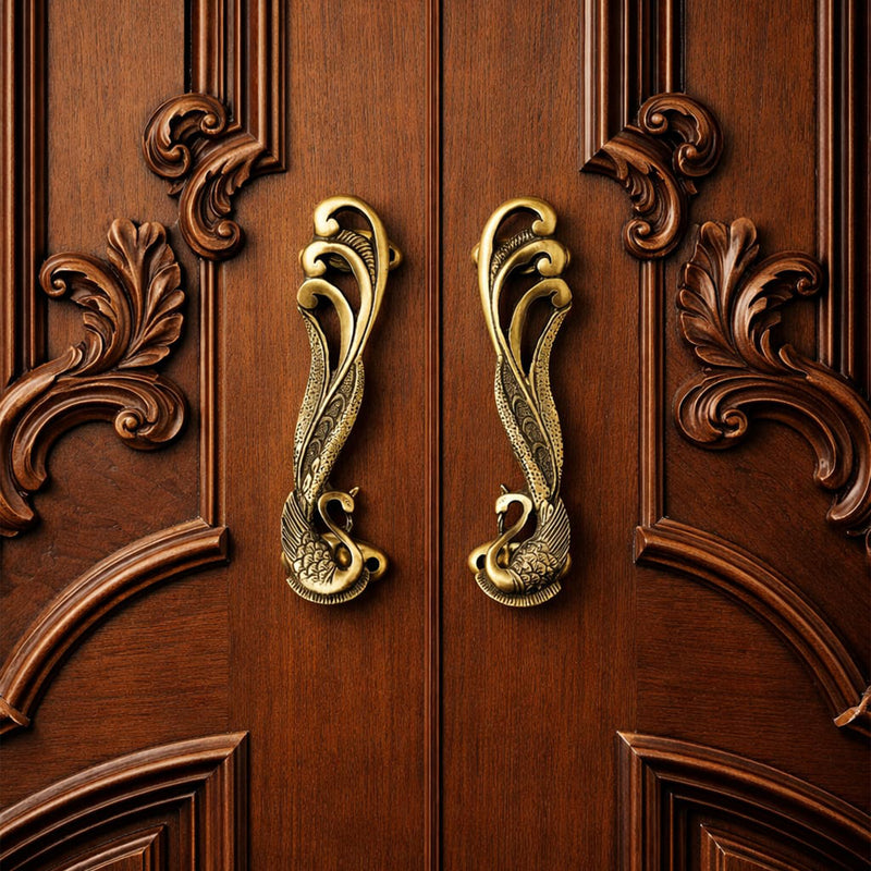 Antique Swan Brass Door Handles – Luxury Vintage | The Indian Aura