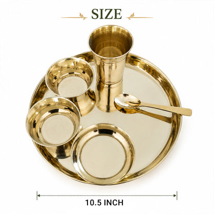 Pure Kansa Dinner Set – Traditional Bronze Thali Set with Plate, Glass, Bowls & Spoon | 80% Copper & 20% Tin Alloy | Ayurvedic Dining Collection