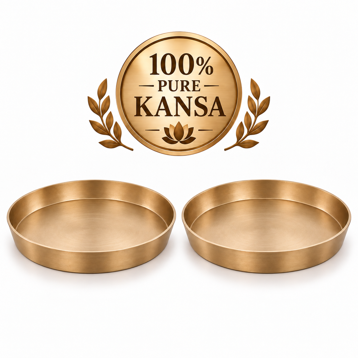 Pure Kansa Thali Matte Finish 12 Inch for Gifting – Premium Traditional Indian Bronze Dinner Plate | Available in Single & Pair | Elegant Gift for Weddings, Housewarming, Diwali, Anniversaries & Festive Occasions
