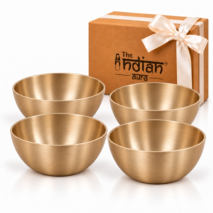 Pure Kansa Small Katori Set – Traditional Handmade Bronze Bowls for Dining & Serving | Premium Gift for Diwali, Housewarming, Weddings, Anniversaries, Return Gifts & Festive Gifting | The Indian Aura