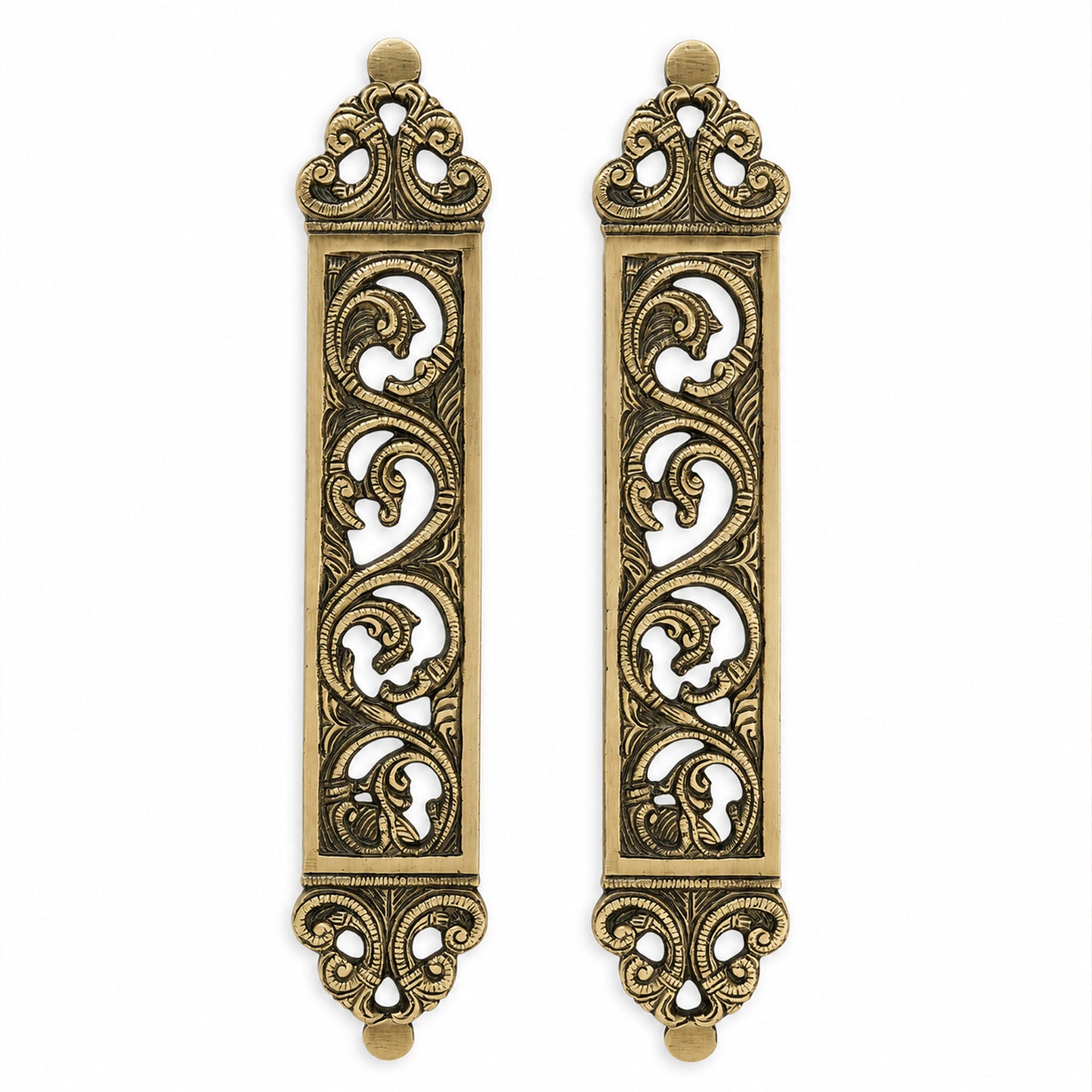 Brass Door Pull Handle for Main Door – Antique Finish Handmade Vintage Victorian Carved Filigree Design, 11 Inch / 28.7 cm Decorative Door Handle for Home,Hotel & Office Set-2