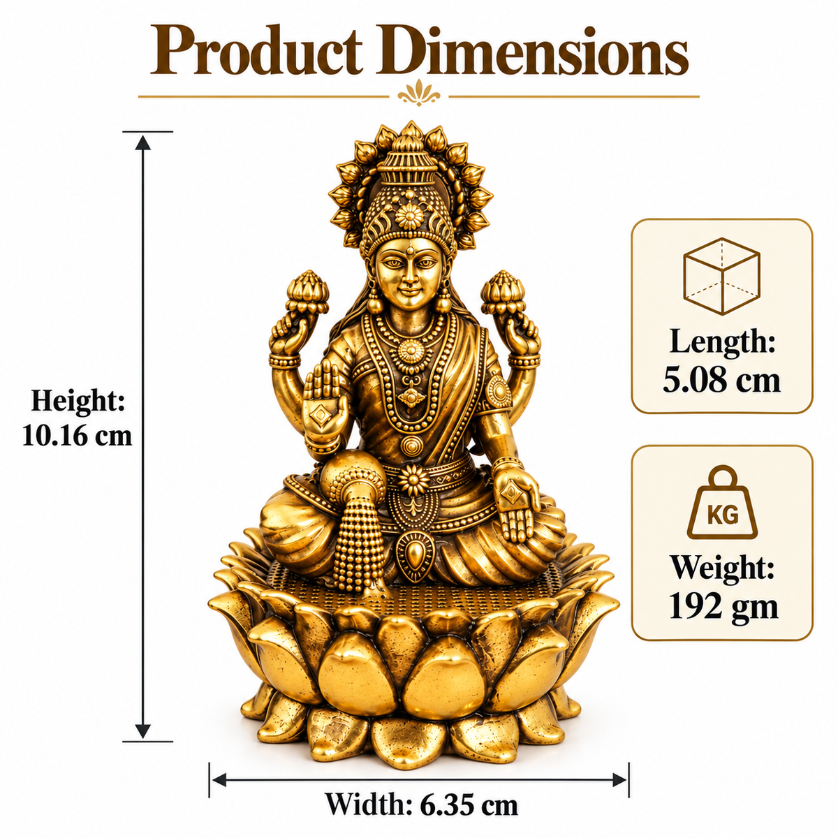Antique Brass Laxmi Idol for Home Temple & Pooja Room | Handcrafted Goddess Laxmi Statue for Mandir, Home Décor & Office Desk | Housewarming, Diwali & Spiritual Gift | The Indian Aura