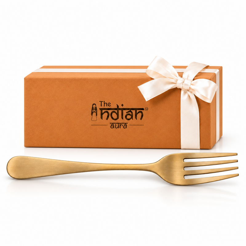 Handmade 100% Pure Kansa Fork Set of 3, 6 & 12 – Natural Matte Finish Traditional Bronze Dining Forks | Premium Gifting for Diwali, Housewarming, Weddings, Anniversaries, Return Gifts & Festive Occasions | The Indian Aura
