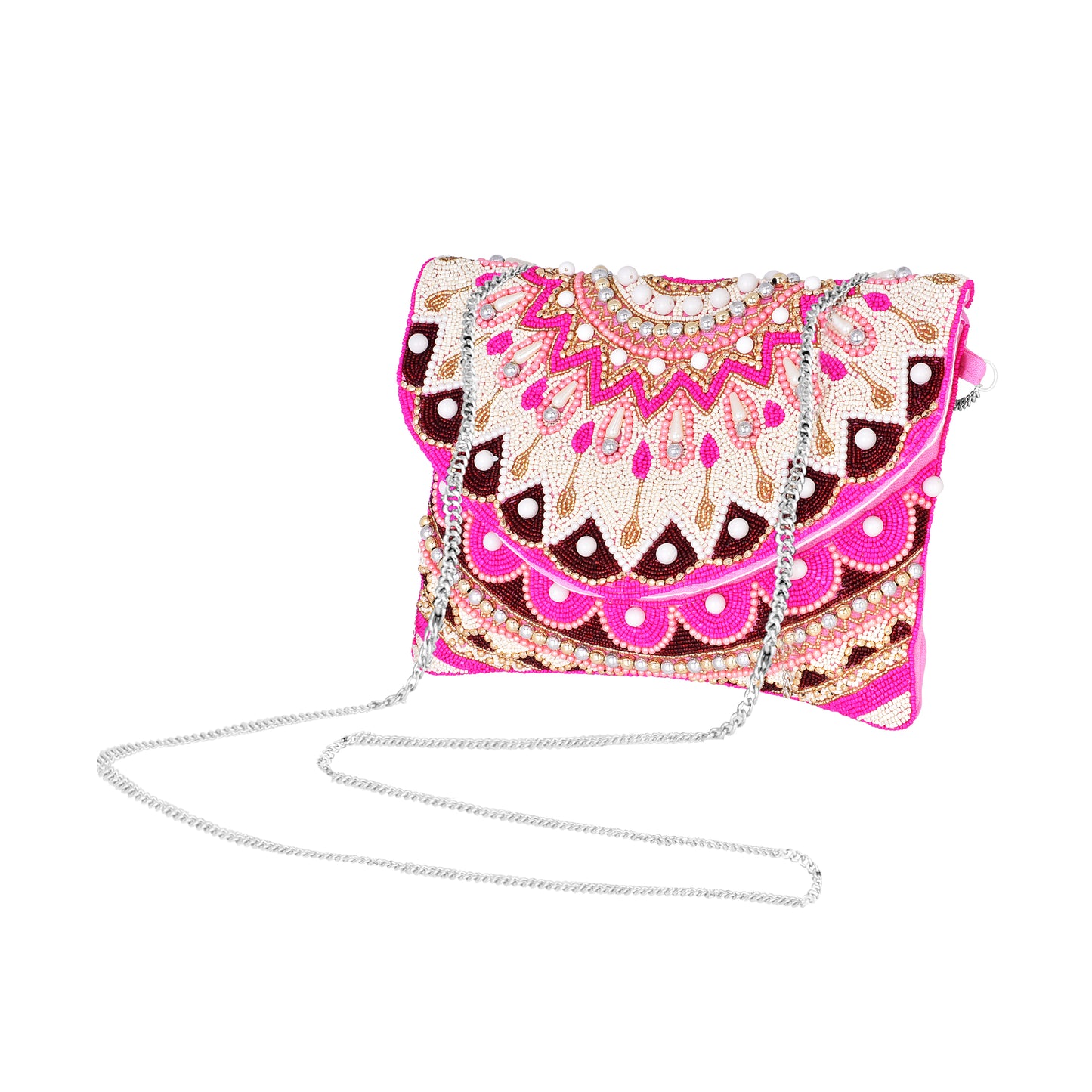 Crystal Maniac Pink Beaded Sling Bag