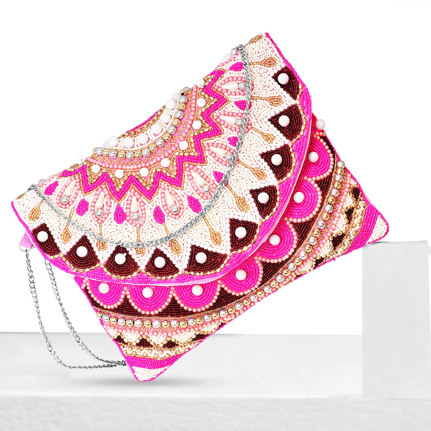 Crystal Maniac Pink Beaded Sling Bag