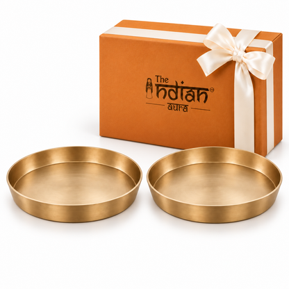 Pure Kansa Thali Matte Finish 12 Inch for Gifting – Premium Traditional Indian Bronze Dinner Plate | Available in Single & Pair | Elegant Gift for Weddings, Housewarming, Diwali, Anniversaries & Festive Occasions