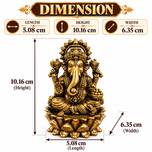 Antique Brass Lord Ganesh Idol for Home Temple & Pooja Room | Handcrafted Lord Ganesha Statue for Mandir, Home Décor & Office Desk | Housewarming, Diwali & Spiritual Gift | The Indian Aura