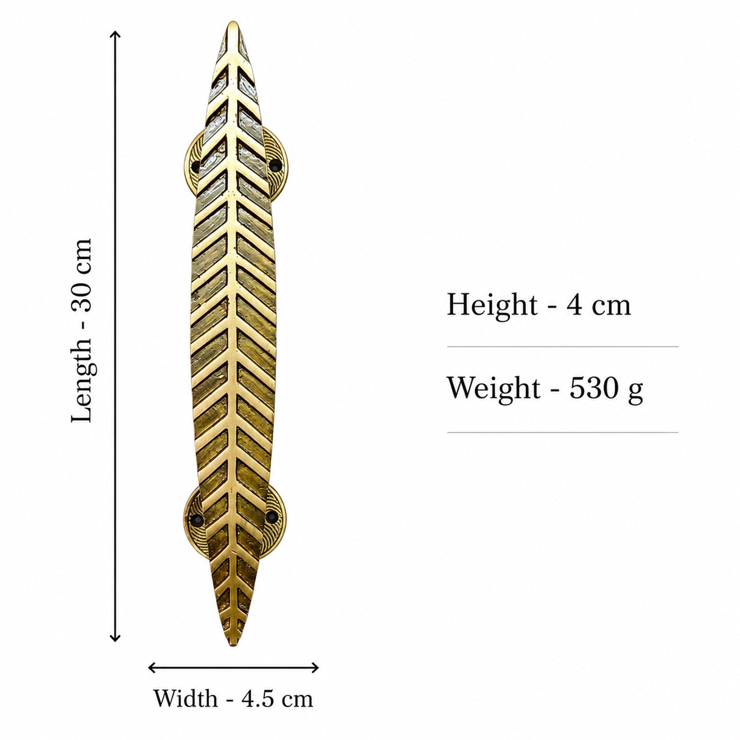 Handcrafted Leaf Design Brass Door Handle for Main Door 12inch  – Antique Finish single set