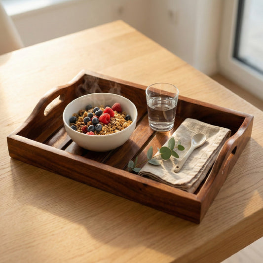 Handcrafted Wooden Serving Tray for Home Decor & Gifting | The Indian Aura