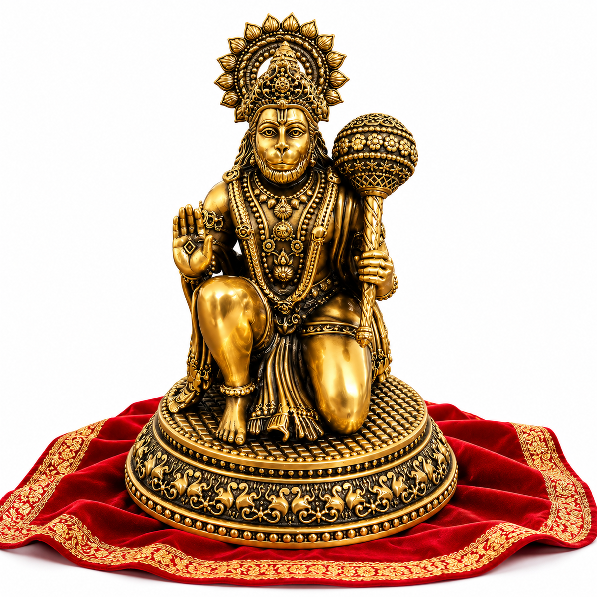Antique Brass Hanuman Idol for Home Temple & Pooja Room | Handcrafted Lord Hanuman Statue for Home Décor, Office, Mandir & Gifting | The Indian Aura