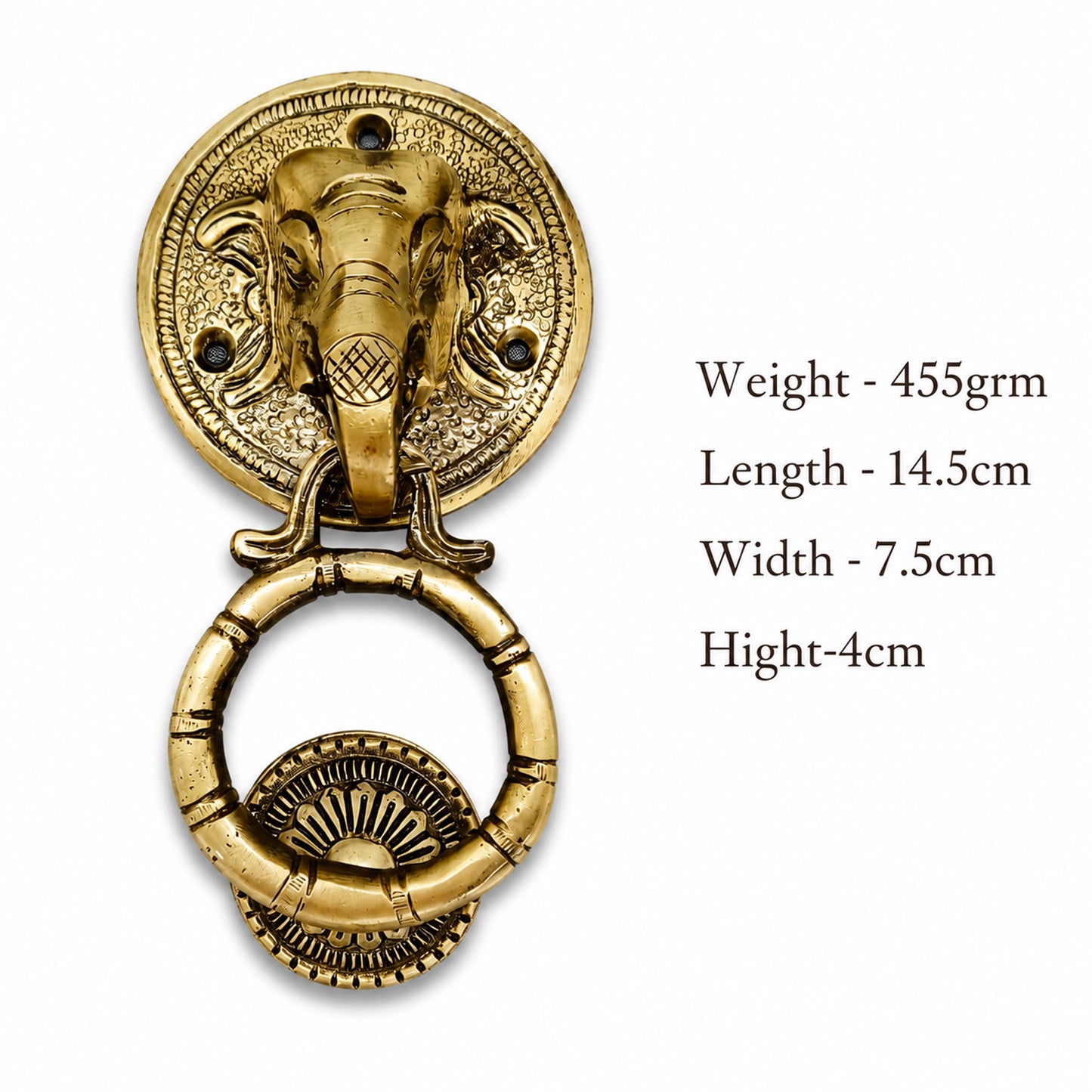 Handcrafted Elephant Head Brass Door Knocker – Antique Finish