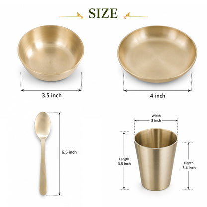 Pure Kansa Matte Finish 10.5 Inch Thali Dinner Set – Traditional Ayurvedic Dinnerware for Healthy & Elegant Dining