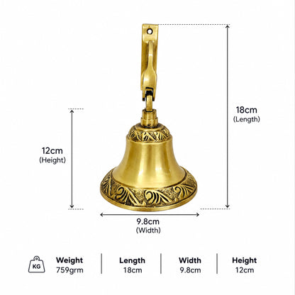 Handcrafted Brass Hanging Temple Bell for Mandir & Entrance | The Indian Aura