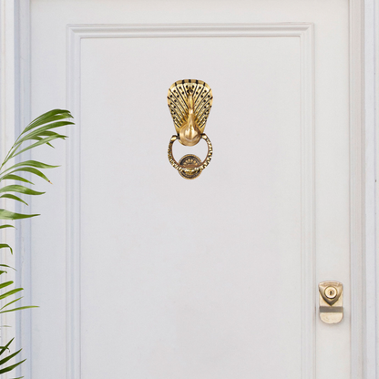 Opulent Peacock Majesty Brass Door Knocker