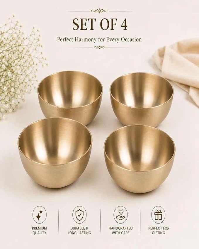 Pure Kansa Dessert Bowl | Traditional Serving Bowl for Halwa, Achar, Salad & Desserts | Set of 2, 4 & 6