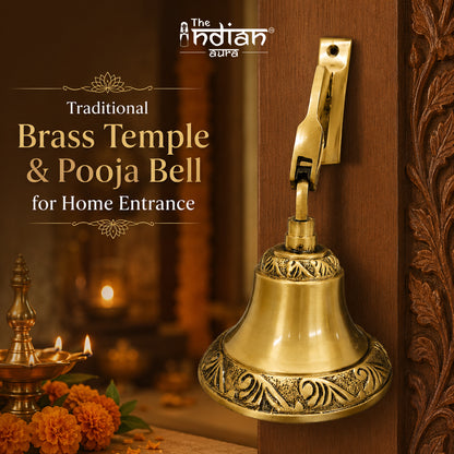 Handcrafted Brass Hanging Temple Bell for Mandir & Entrance | The Indian Aura