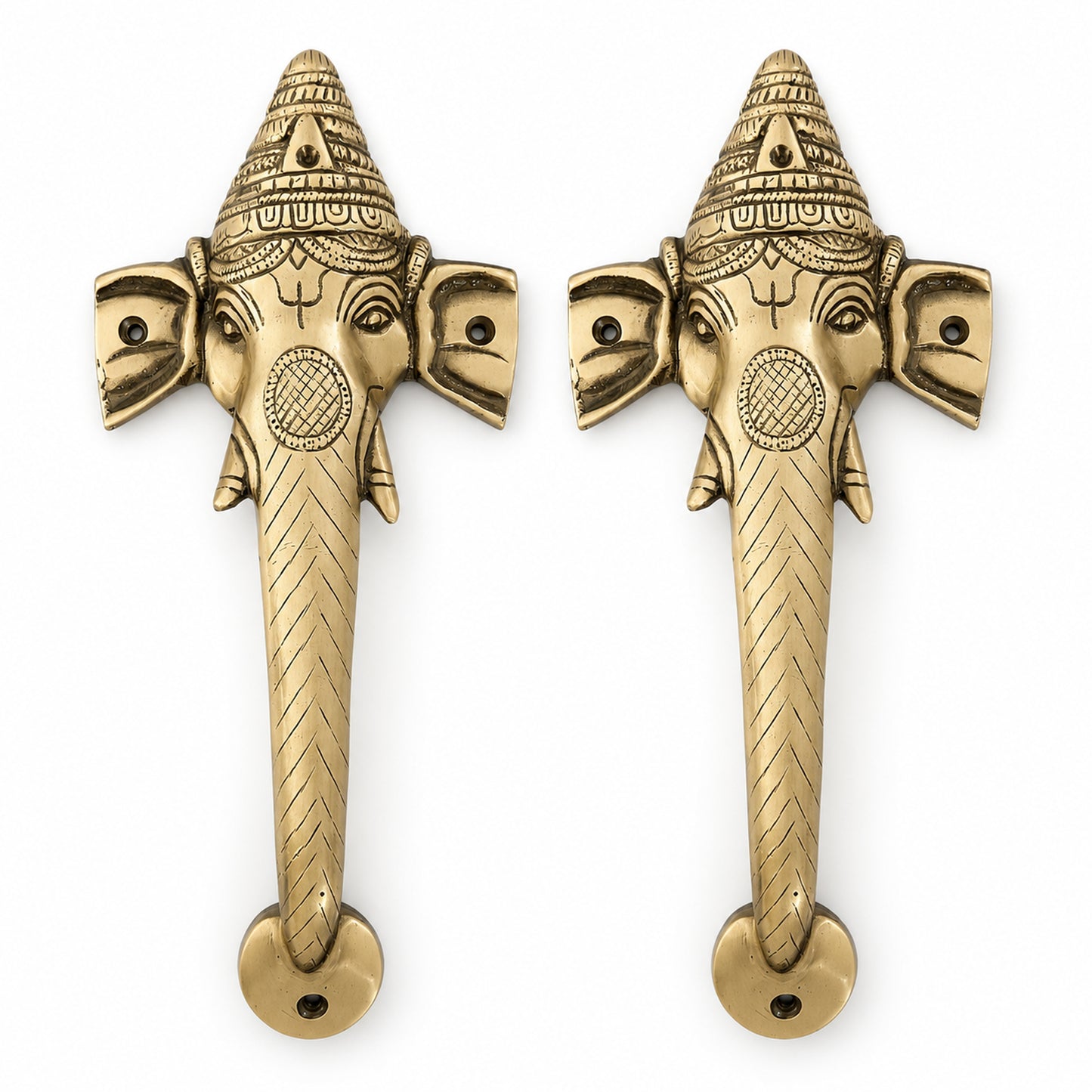 Ganesha Brass Door Handle Pair for Main Door – 10 Inch Antique Finish Elephant Pull Handle, Ethnic Indian Design for Wooden Doors, Temple Doors & Entrance | Auspicious Housewarming Gift,Set-2