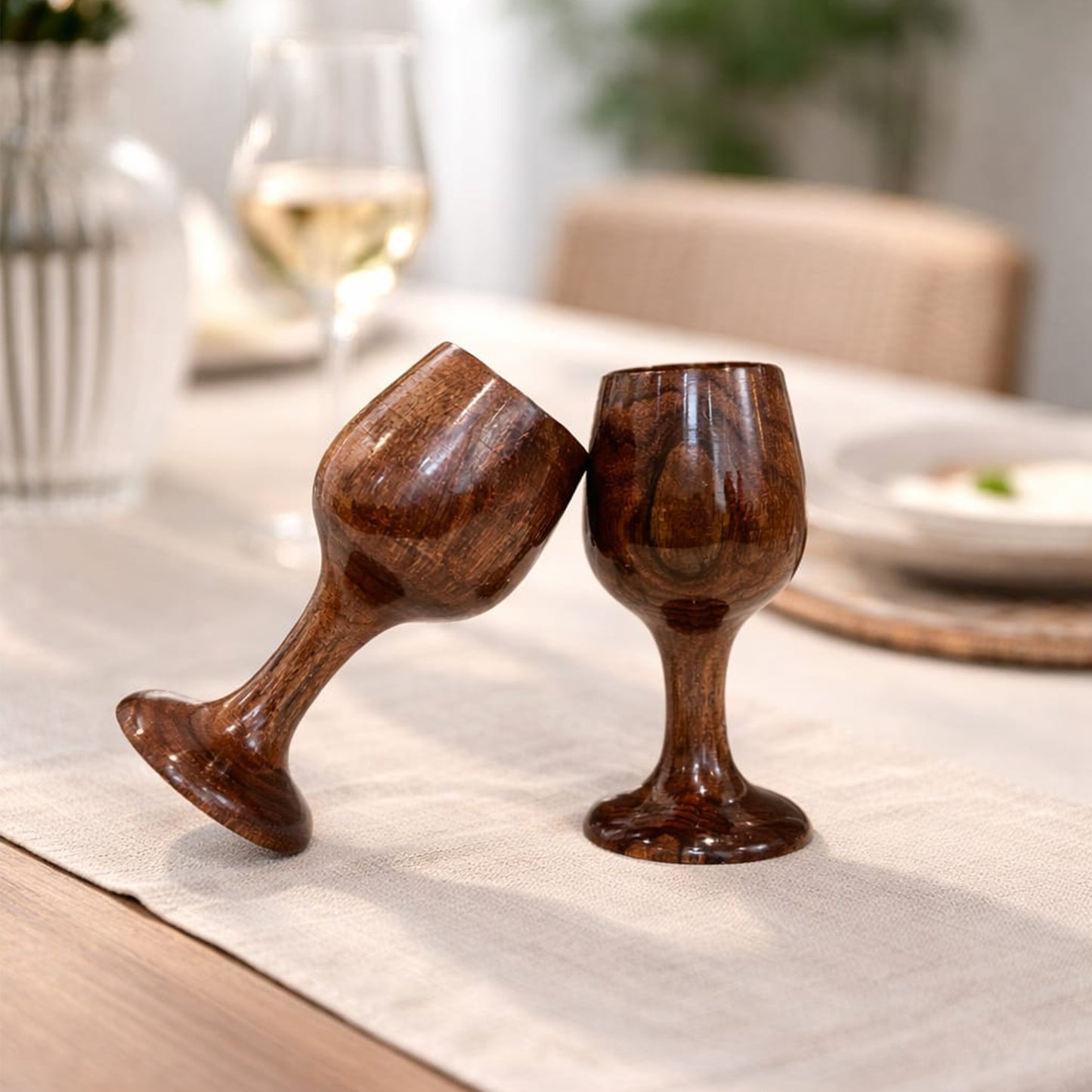 Handcrafted Wooden Glass Set (Set of 6), Premium and Elegant to Serve by The Indian Aura