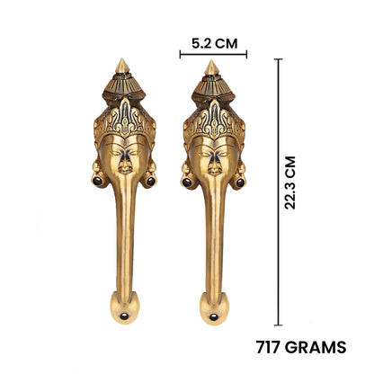 Goddess Face Brass Door Handle – Traditional Indian Design Set of 2