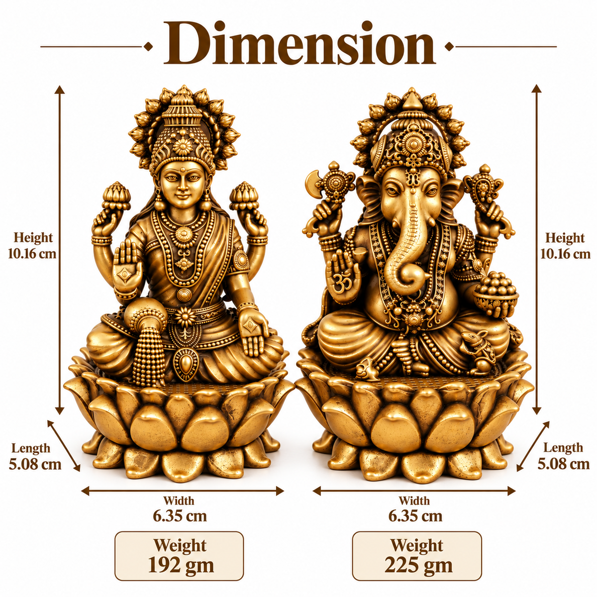Antique Brass Laxmi Ganesh Idol Set for Home Temple, Pooja Room & Mandir | Handcrafted Laxmi Ganesh Statues for Home Décor & Office Desk | Diwali, Housewarming & Spiritual Gift | The Indian Aura