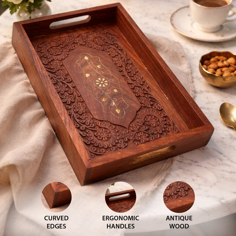 Wooden Serving Tray for Tea, Coffee & Gifting | The Indian Aura
