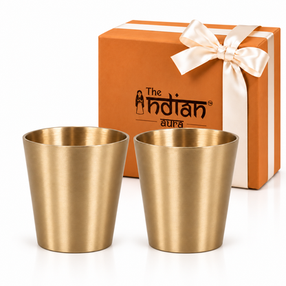 The Indian Aura Pure Kansa Glasses Set | Traditional Handmade Bronze Tumblers for Water & Beverages | Premium Gift for Diwali, Housewarming, Wedding, Anniversary, Corporate Gifting & Festive Occasions