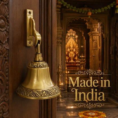Handcrafted Brass Hanging Temple Bell for Mandir & Entrance | The Indian Aura