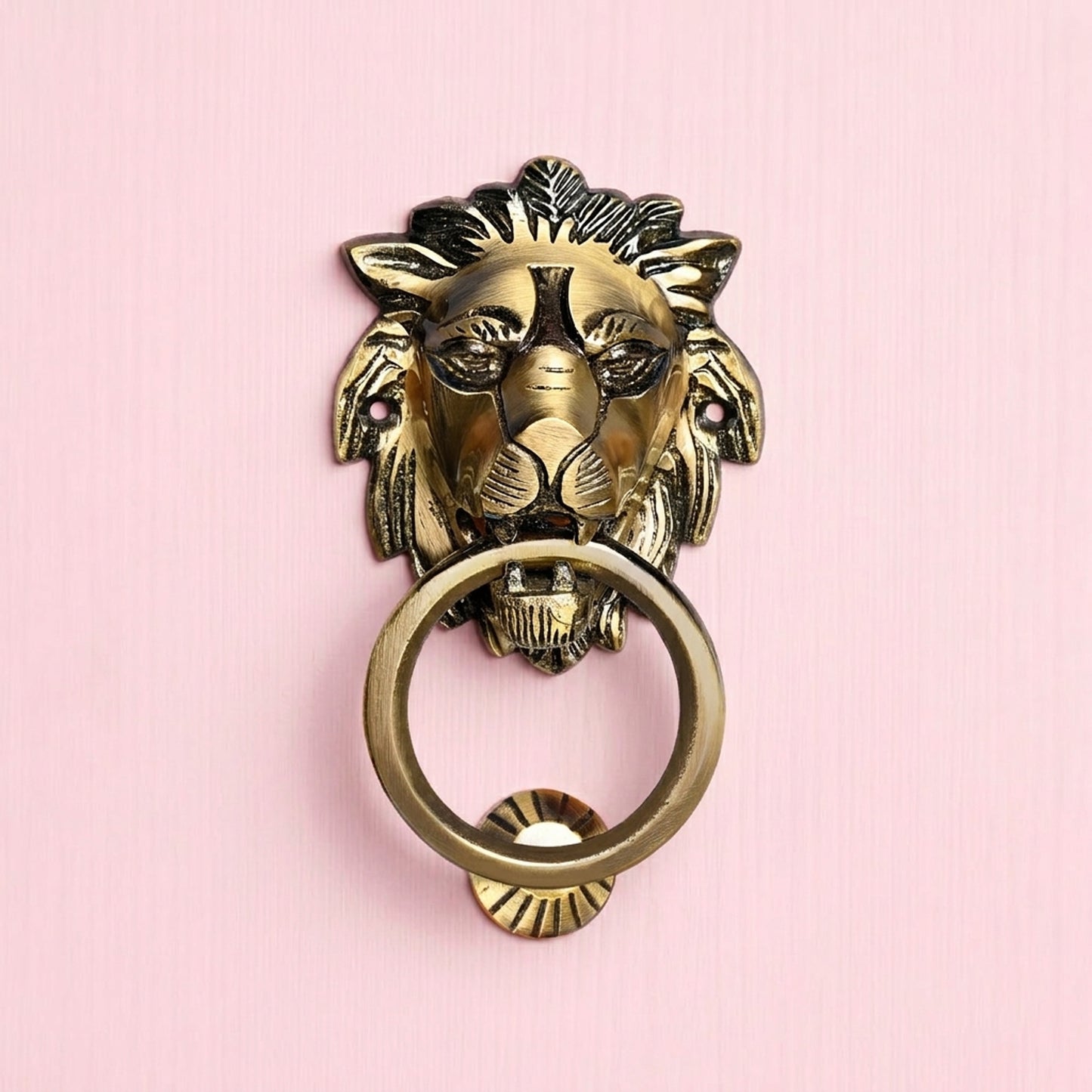Majestic Handcrafted Lion Guardian Design Brass Door Knocker | The Indian Aura