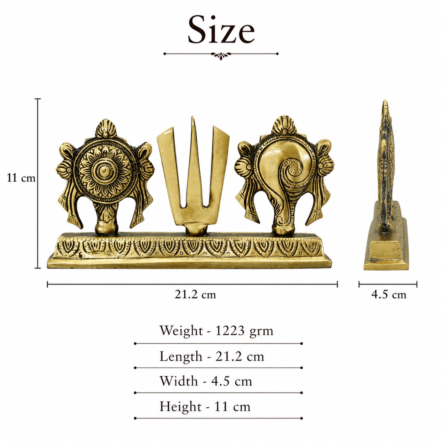 Brass Shankh Chakra Namam Statue with Stand | The Indian Aura