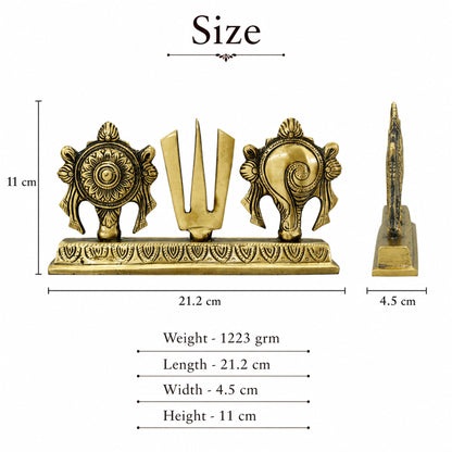 Brass Shankh Chakra Namam Statue with Stand | The Indian Aura