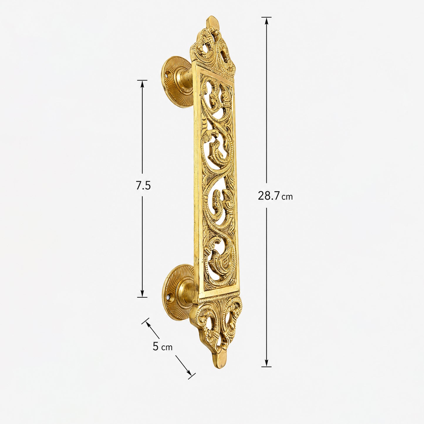Brass Door Pull Handle for Main Door – Antique Finish Handmade Vintage Victorian Carved Filigree Design, 11 Inch / 28.7 cm Decorative Door Handle for Home,Hotel & Office Set-2