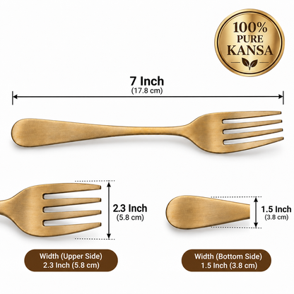 Handmade 100% Pure Kansa Fork Set of 3, 6 & 12 – Natural Matte Finish Traditional Bronze Dining Forks | Premium Gifting for Diwali, Housewarming, Weddings, Anniversaries, Return Gifts & Festive Occasions | The Indian Aura