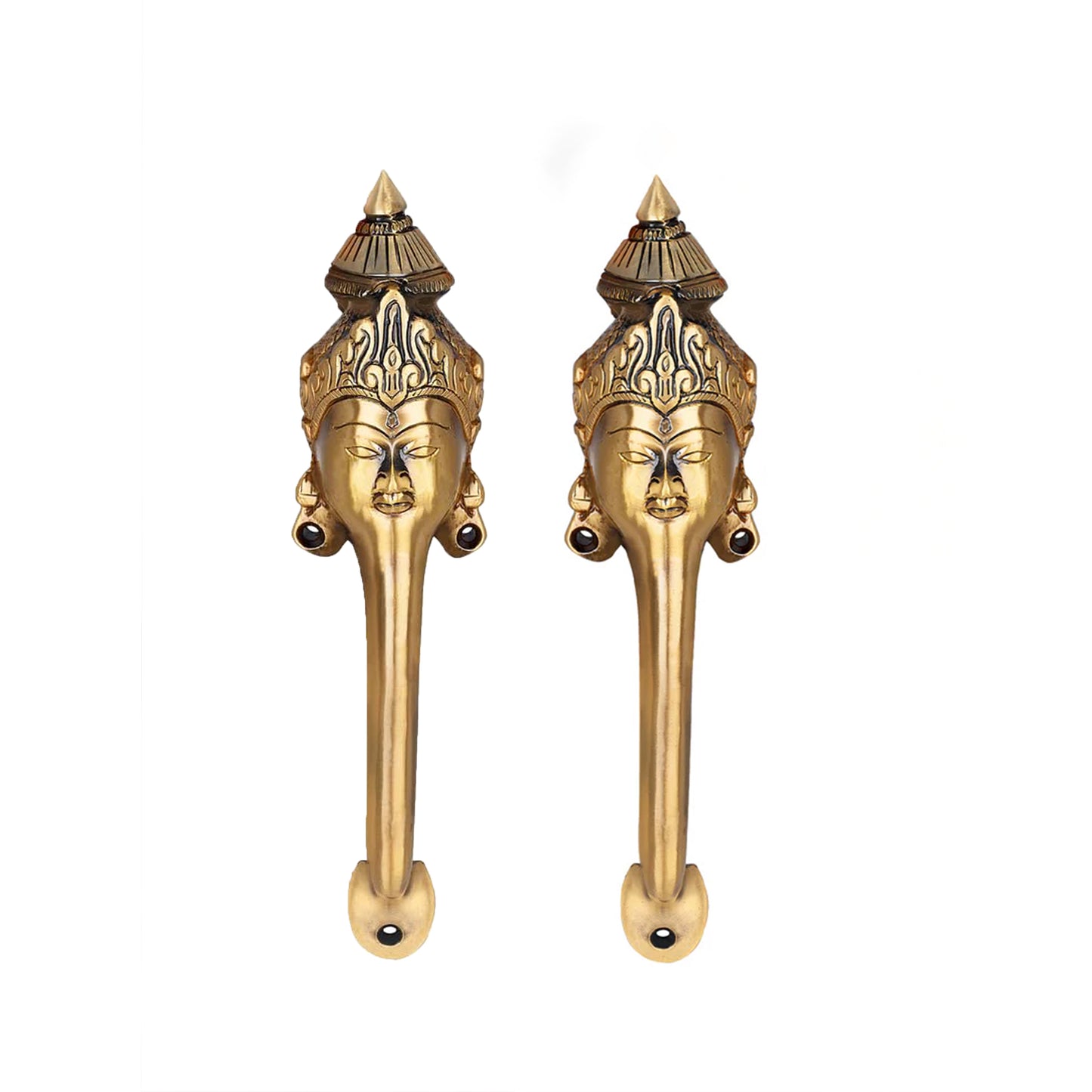 Goddess Face Brass Door Handle – Traditional Indian Design Set of 2