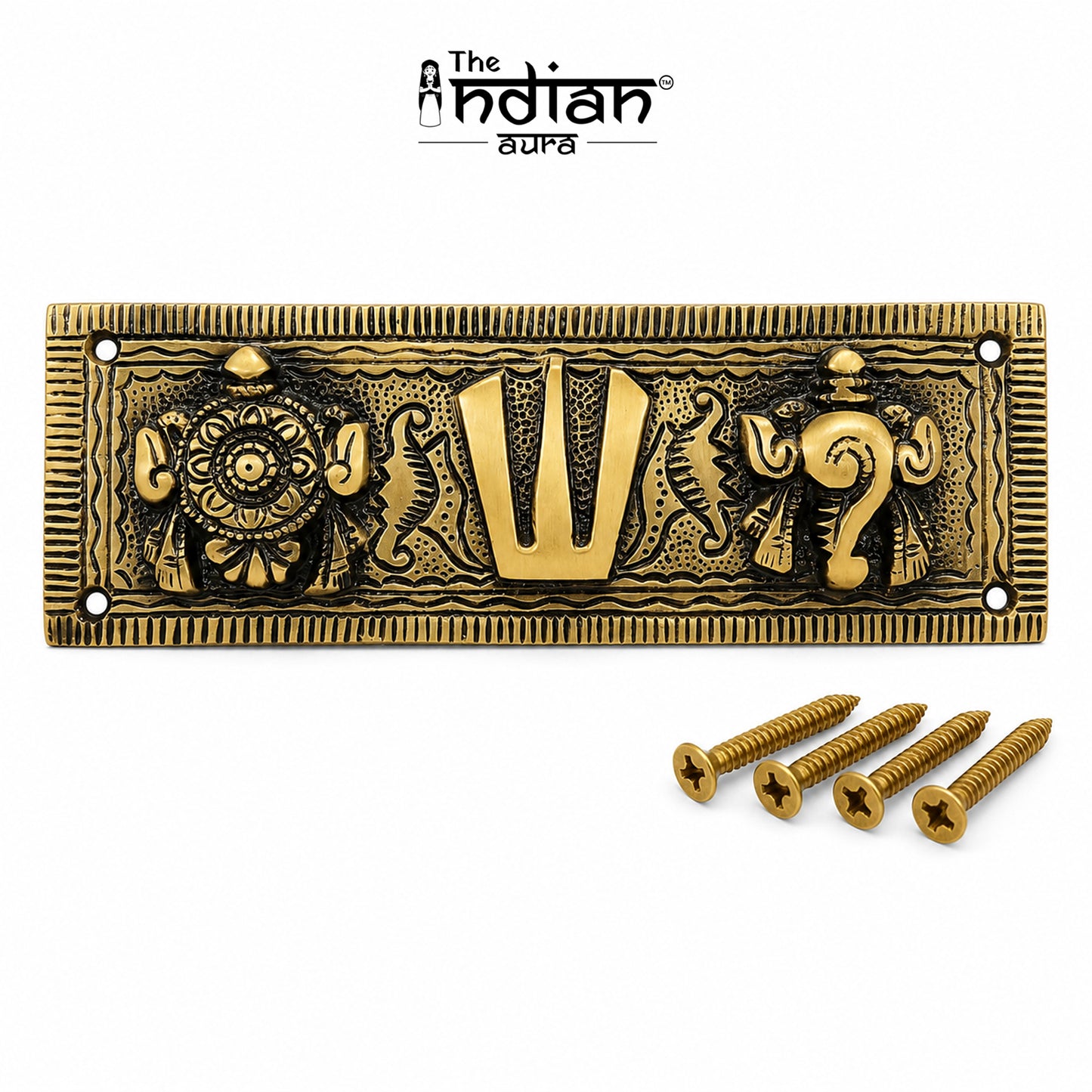 Brass Shankh Chakra Namah Wall Hanging Vaishnav Tilak Plaque | The Indian Aura