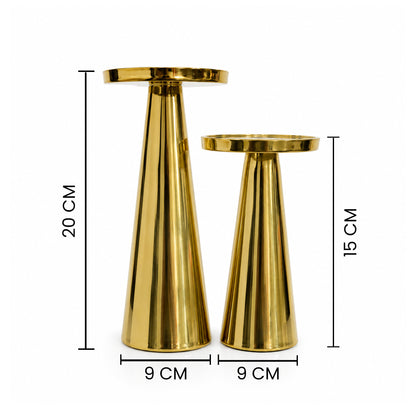 Gold Metal Pillar Candle Holder Stand Set of 2 | The Indian Aura