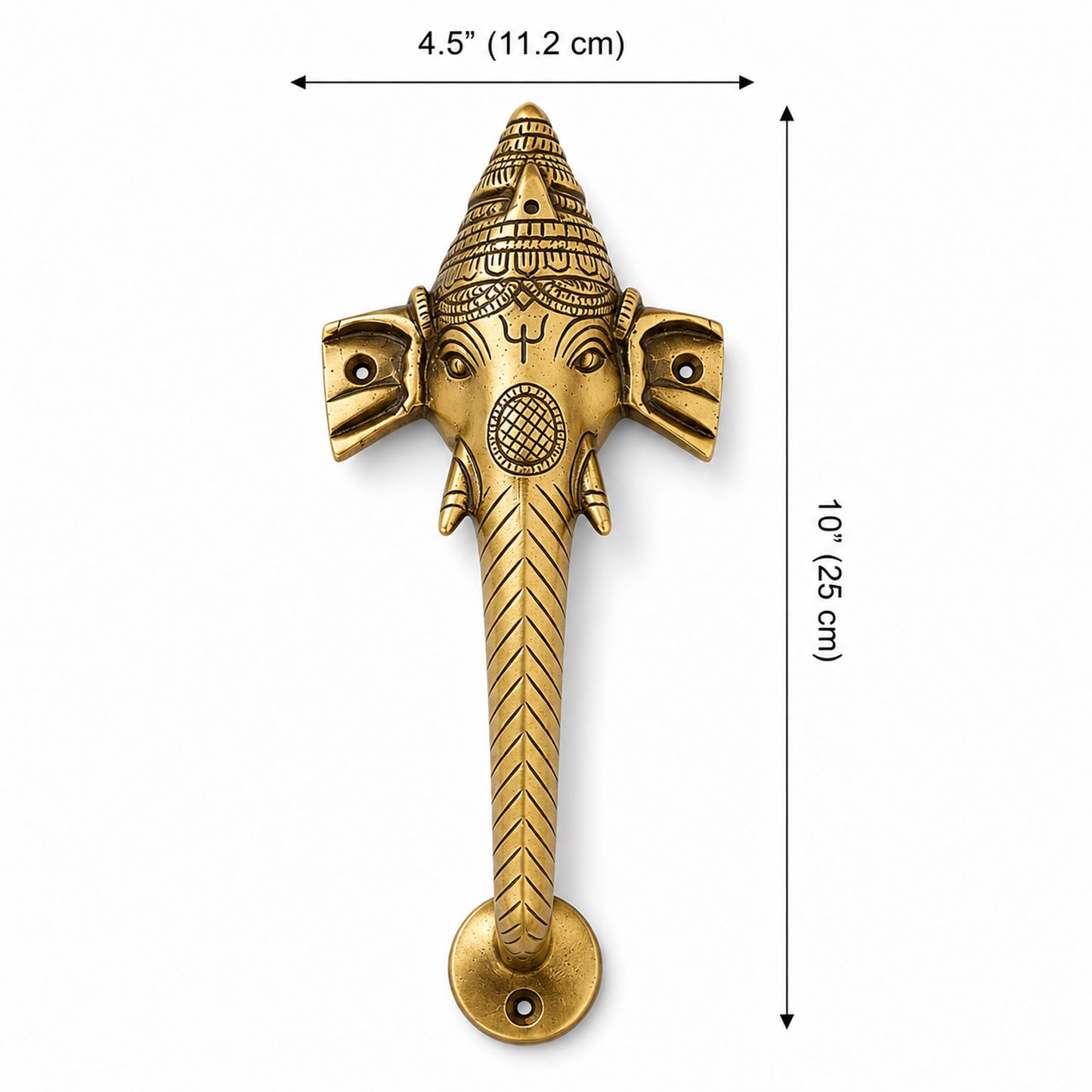 Ganesha Brass Door Handle Pair for Main Door – 10 Inch Antique Finish Elephant Pull Handle, Ethnic Indian Design for Wooden Doors, Temple Doors & Entrance | Auspicious Housewarming Gift,Set-2