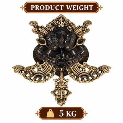 Antique Gold pure brass Kirtimukh Nazar Battu Hanging -Black Antique Finish | The Indian Aura