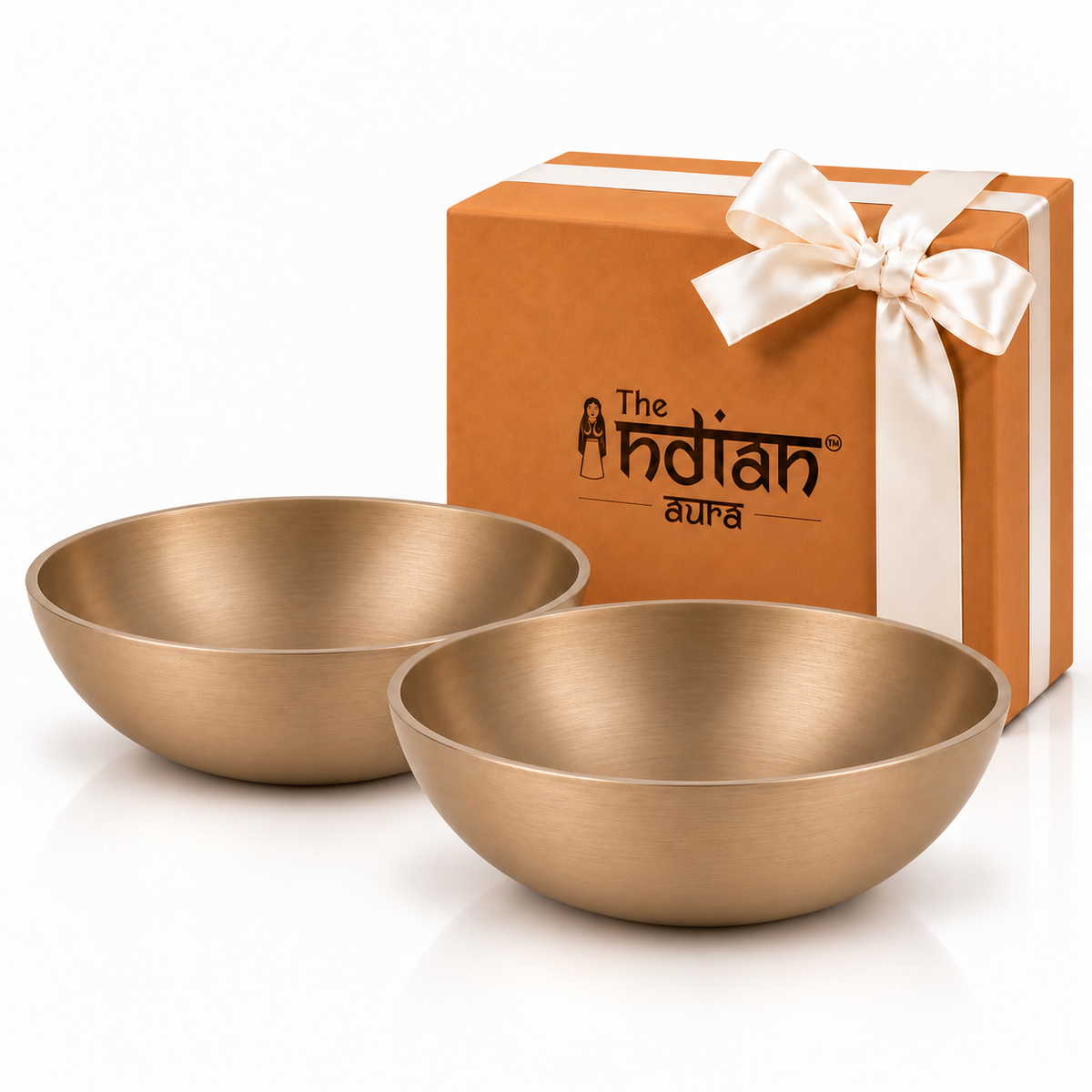 The Indian Aura Pure Kansa Dessert Bowl Set | Traditional Bronze Katori for Halwa, Achar, Salad, Sweets & Desserts | Premium Gift for Diwali, Housewarming, Weddings & Festive Occasions | Set of 2, 4 & 6