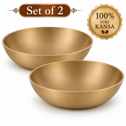 Pure Kansa Dessert Bowl | Traditional Serving Bowl for Halwa, Achar, Salad & Desserts | Set of 2, 4 & 6