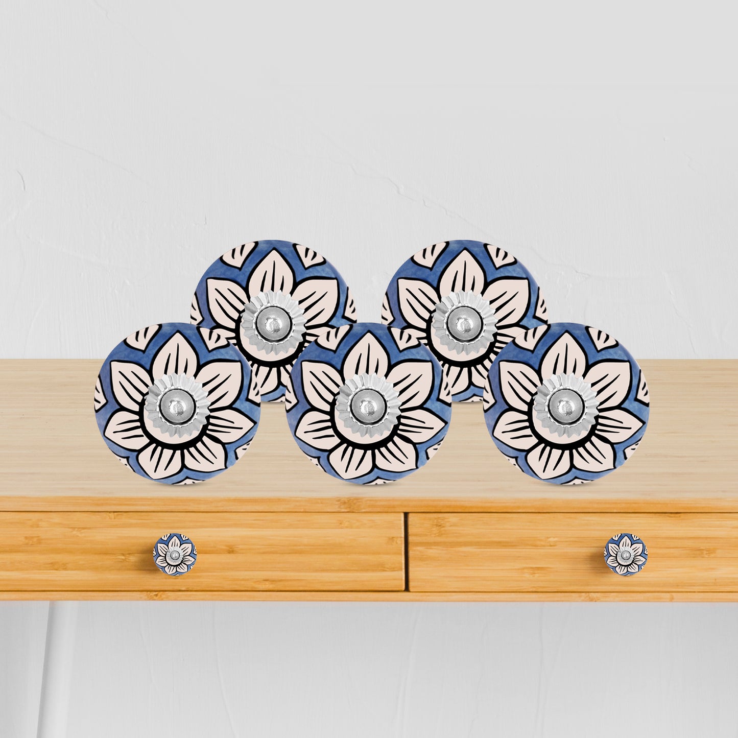 Handcrafted Blue Canvas Decorative Ceramic Drawer Knob | The Indian Aura