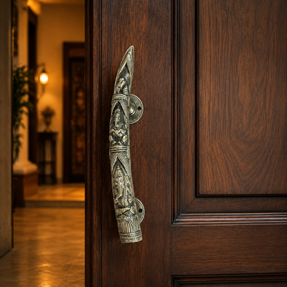 Handcrafted Brass Lord Ganesha motifs Devotional Door Handle 11 inch – Left-Turn