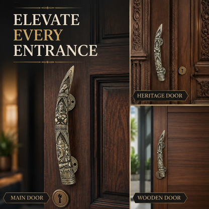 Handcrafted Brass Lord Ganesha motifs Devotional Door Handle 11 inch – Left-Turn